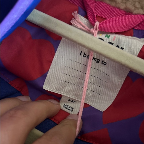 Mini Boden Cosy Longline Coat Purple Heart Print - Picture 5 of 7